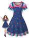 Robe Graphique en Denim à Rayures Arc-en-Ciel Bleu Années 1940