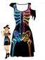 Robe trapèze motif squelette pour Halloween années 1940