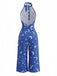 Combinaison Bleue Étoile Lune Dos-Nu Jambes Larges Halloween Années 1930 3