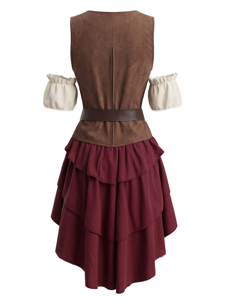 Ensemble costume de pirate somalien à corset et volants étagés années 1980