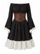 Robe Épaules Dénudées Manches Cloche avec Lacé Corset Belt Années 1970