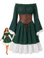 Robe Épaules Dénudées Manches Cloche Médiévale Années 1970