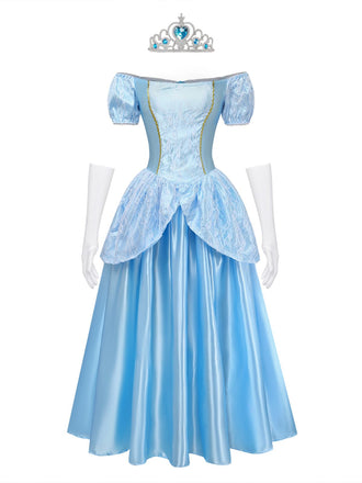 Set Robe Costume Princesse Cendrillon Bleu Clair Années 1970