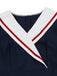 Robe Évasée à Col Marin Nautique Bleu Foncé Années 1950