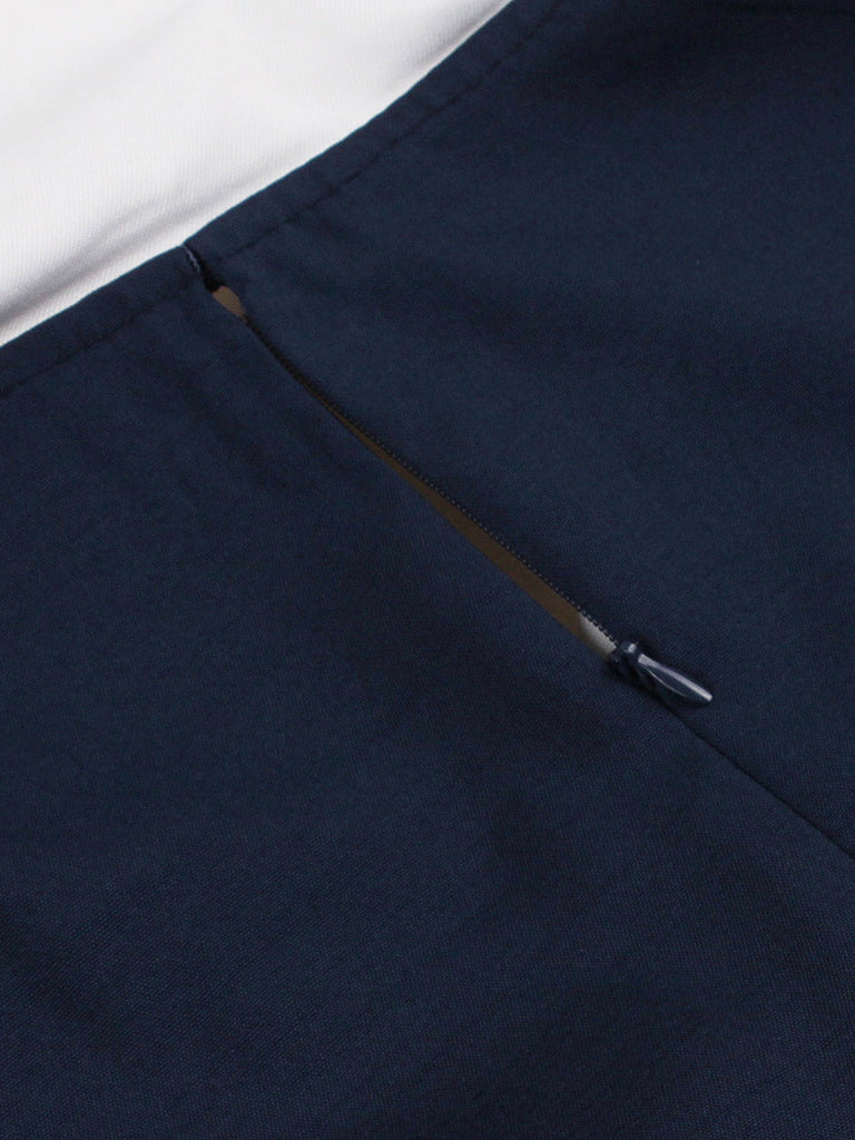 Robe Évasée à Col Marin Nautique Bleu Foncé Années 1950