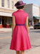 Robe à Pois Manches Courtes Revers Ceinturé Années 1950