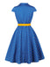 Robe à Pois Manches Courtes Revers Ceinturé Années 1950