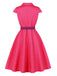 Robe à Pois Manches Courtes Revers Ceinturé Années 1950