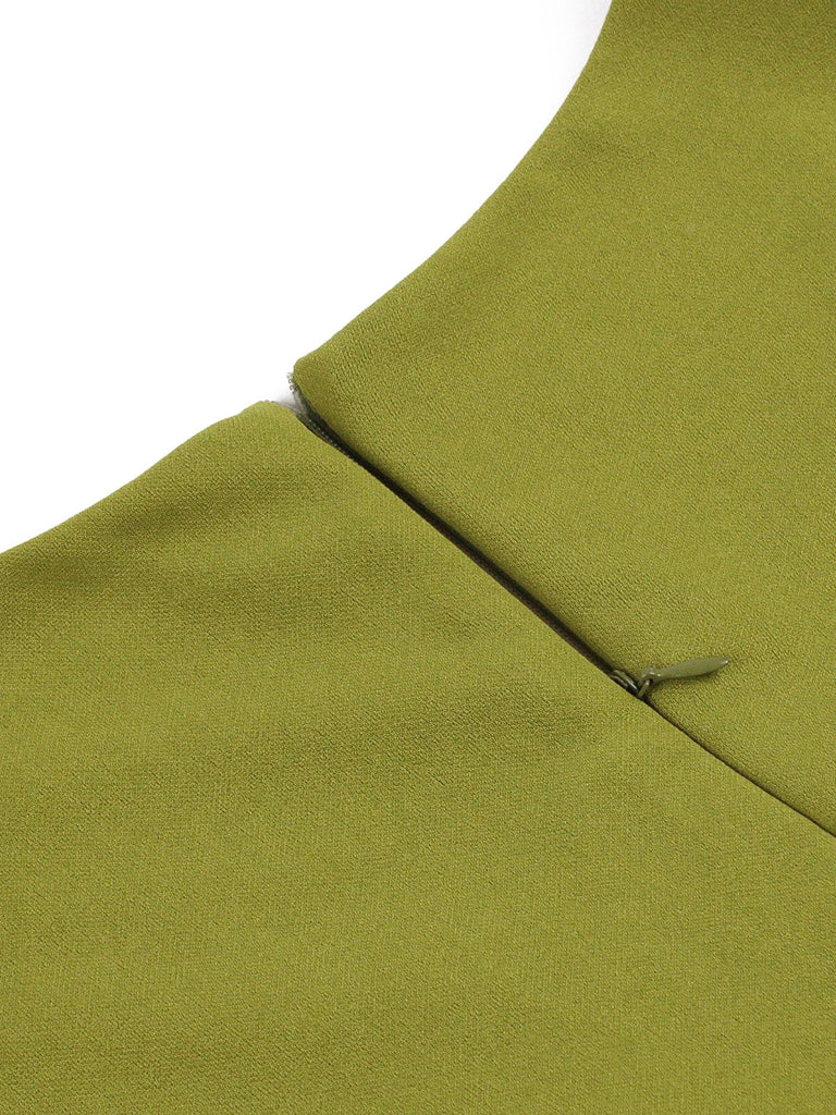 Robe Évasée Verte Col Cœur Panneau Contrasté Années 1950 5