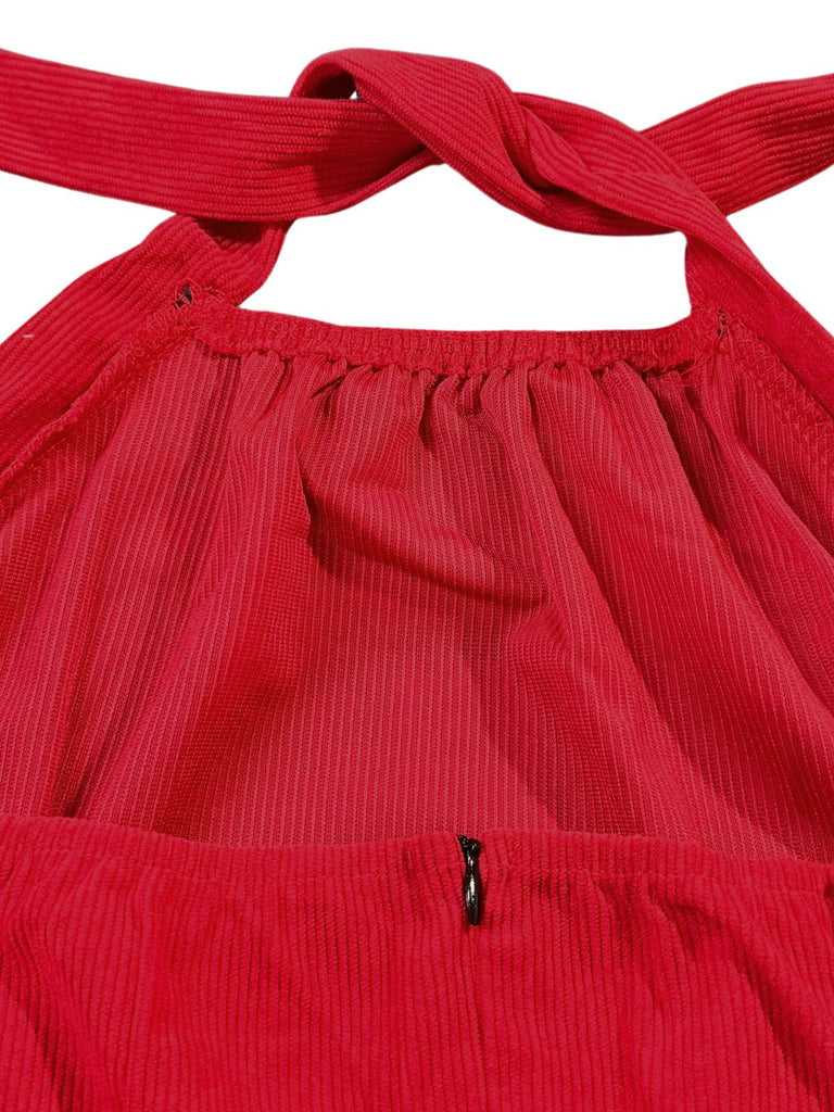 Combinaison Corduroy Croix Halter Col Jambes Larges Années 1950
