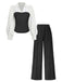 Ensemble deux pièces à rayures contrastées, haut manches longues et pantalon années 1960 - 1