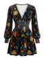 Robe velours motifs floraux col V et taille froncée années 1960
