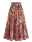 Jupe Longue Boho Smockée Paisley Taille Haute Années 1970