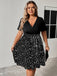 Plus Size 1950s V Neck Patchwork Vintage Dress 2