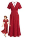 Robe Longue Sirène à Pois Col V Manches Papillon Années 1930