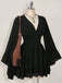 Robe Noir Mousseline Col V Smocké Waist Mini Années 1930