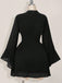 Robe Noir Mousseline Col V Smocké Waist Mini Années 1930