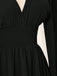 Robe Noir Mousseline Col V Smocké Waist Mini Années 1930