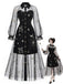 [Prévente] Robe Noir Doré Revers Celestial Imprimé Filet Années 1980