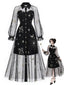 [Prévente] Robe Noir Doré Revers Imprimé Celestial Années 1980