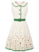 [Prévente] Robe Florale à Col Claudine avec Ceinture Blanc Années 1950