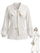 [Prévente] Blouse blanche en dentelle à col lavallière et manches lanternes Années 1970