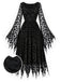 [Prévente] Robe Noir Gothique Ghost Filet Chauve-Souris Manche Années 1970