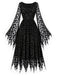 [Prévente] Robe Noir Gothique Ghost Filet Chauve-Souris Manche Années 1970