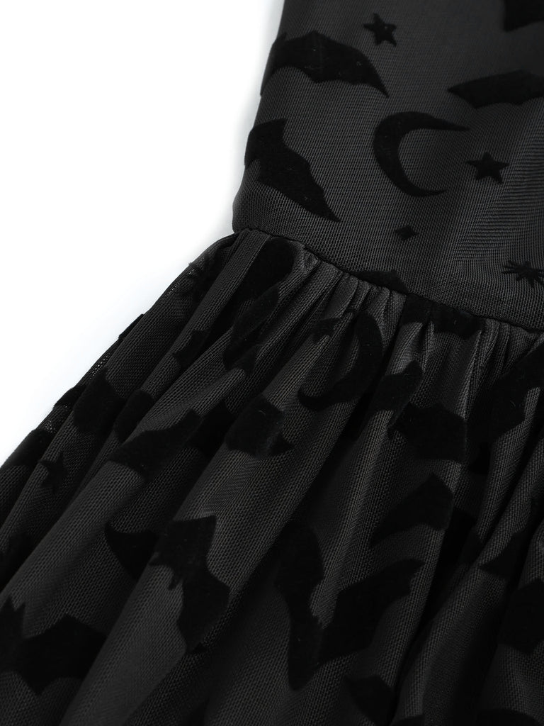 [Prévente] Robe Noir Gothique Ghost Filet Chauve-Souris Manche Années 1970
