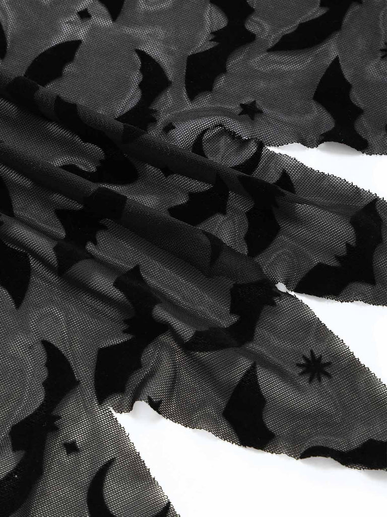 [Prévente] Robe Noir Gothique Ghost Filet Chauve-Souris Manche Années 1970