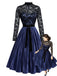 [Prévente] Robe bleu royal à corsage en dentelle transparente et jupe plissée années 1950
