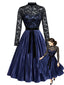[Prévente] Robe bleu royal en dentelle transparente plissée années 1950