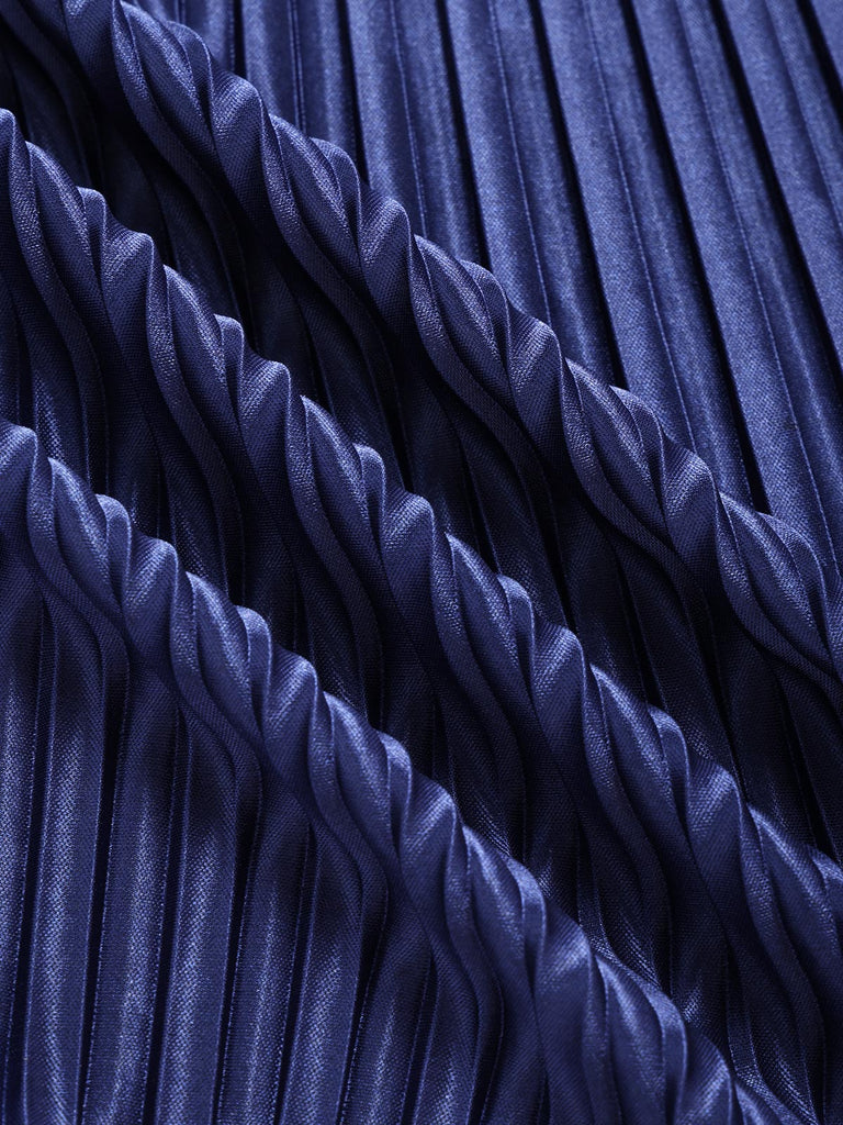 [Prévente] Robe bleu royal à corsage en dentelle transparente et jupe plissée années 1950