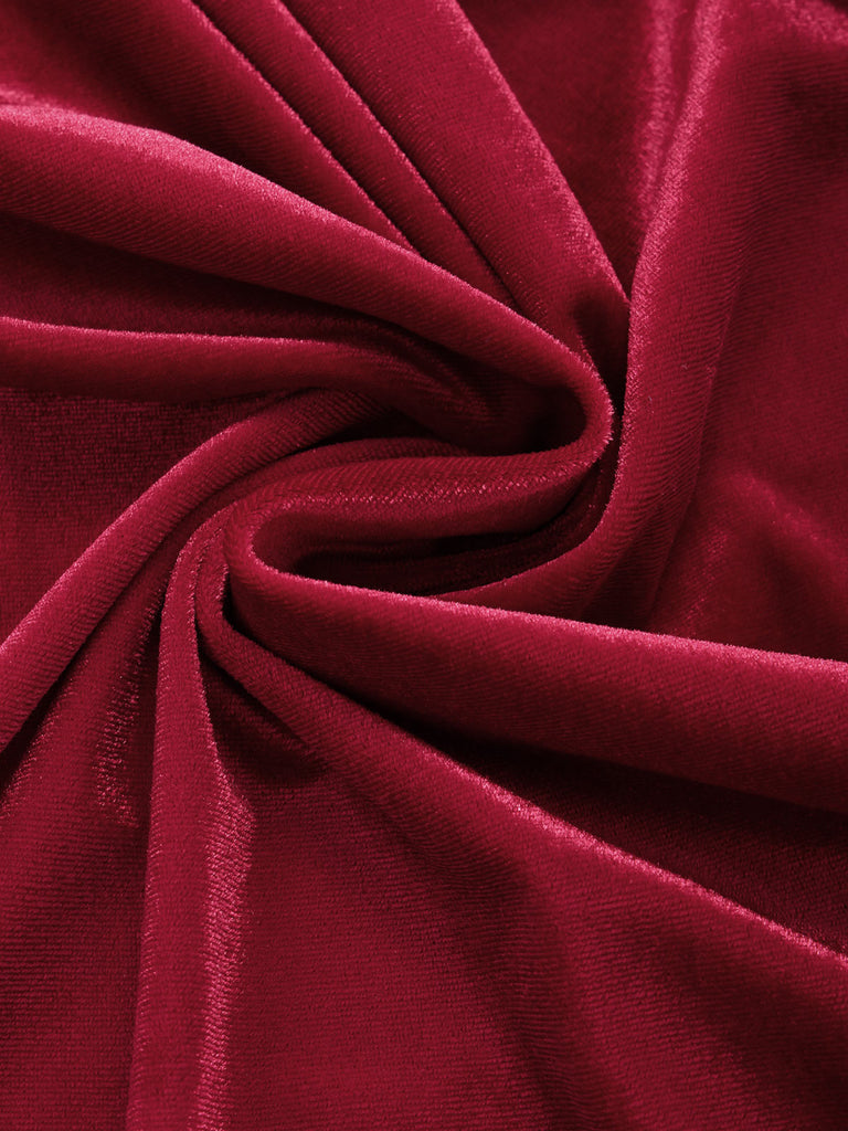 [Prévente] Robe rouge en velours à volants et manches transparentes à pois Années 1950 - 7