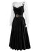 [Prévente] Ensemble 2 pièces noir et blanc avec haut volanté en dentelle et robe en velours années 1940