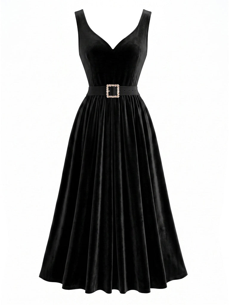 [Prévente] Ensemble 2 pièces noir et blanc avec haut volanté en dentelle et robe en velours années 1940