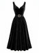 [Prévente] Ensemble 2 pièces noir et blanc avec haut volanté en dentelle et robe en velours années 1940