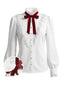 [Prévente] Blouse blanche volanté dentelle et manches ballon années 40