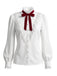 [Prévente] Blouse blanche en dentelle à col volanté et manches lanternes années 1940