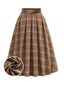 [Prévente] Jupe plis plats tartan écossais brun clair années 1940