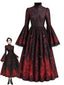 [Prévente] Robe longue manches longues château gothique motif chauve-souris années 60