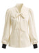 [Prévente] Ensemble 2 pièces blouse à nœud et combinaison à bretelles volantées années 1970