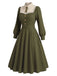 [Prévente] Robe en dentelle boutonnée avec nœud et ceinture années 1940