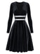[Prévente] Robe noire en velours à col V et taille argentée années 1980