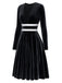[Prévente] Robe noire en velours à col V et taille argentée années 1980
