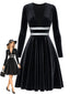[Prévente] Robe noire en velours à col V et taille argentée années 1980