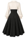 [Prévente] Robe abricot et noire à revers, manches ballon et nœud années 1950 - 3