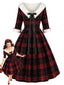 [Prévente] Robe écossaise rouge et noire col Chelsea années 1950