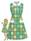 [Prévente] Robe Verte Floral Col Claudine Nœud Années 1960