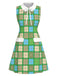 [Prévente] Robe Bright Vert Floral Col Claudine Nœud Années 1960